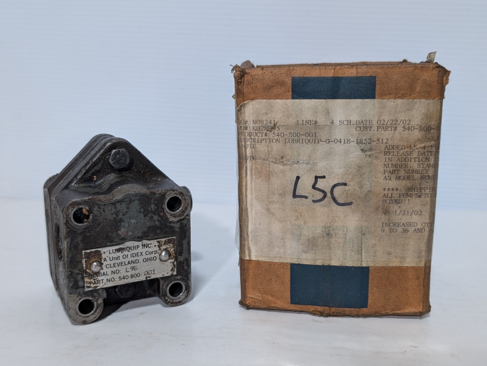 IDEX Corp/ Lubriquip Inc. 540-800-001 compact hydraulic lube gear pump