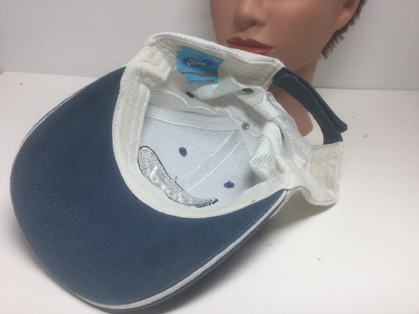 Licensed Ford Logo Hat Blue White Mesh-back strap-back Baseball Trucker Cap