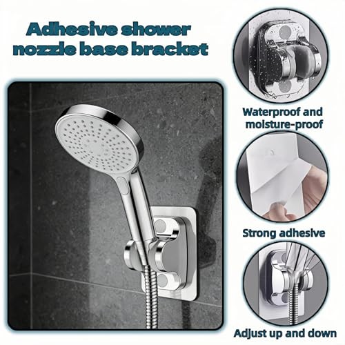 Shower Head Bracket wall Mounted - Heavy-Duty drillless Adjustable Handheld