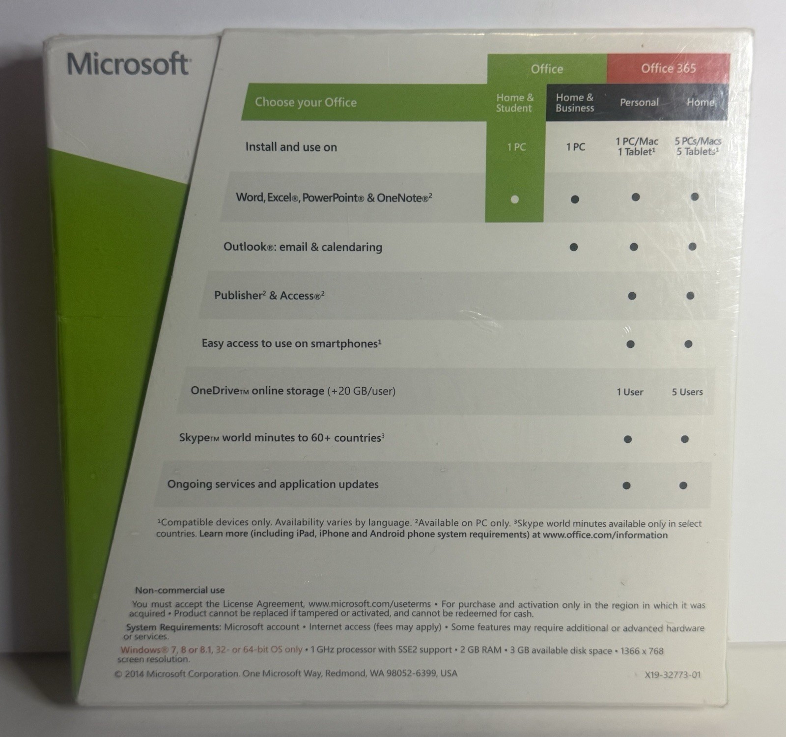 Microsoft Office Home & Student 2013 1 PC Sealed Retail Box Word Excel