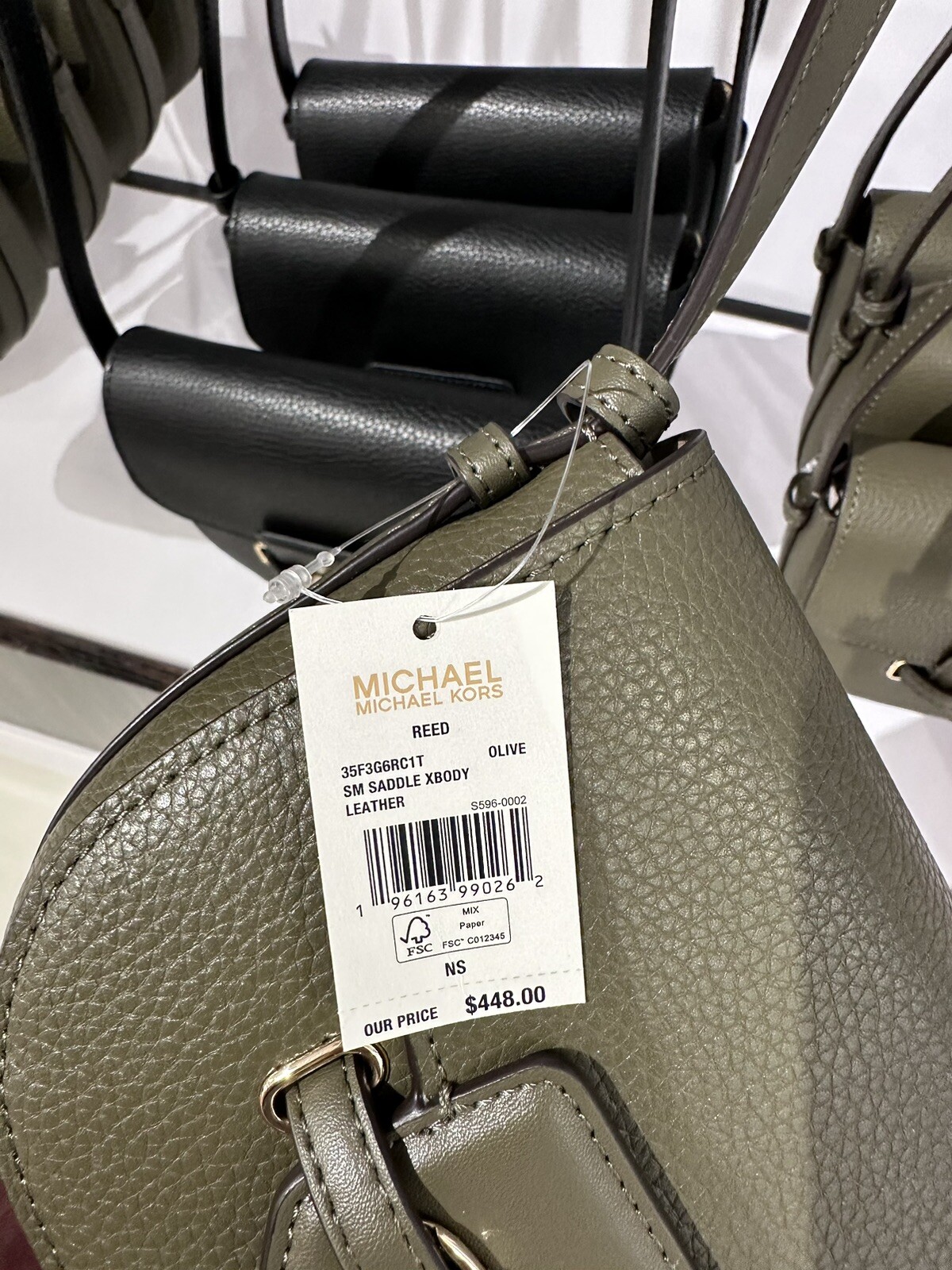 Michael Kors Reed Small Saddle Crossbody + dust bag- Olive