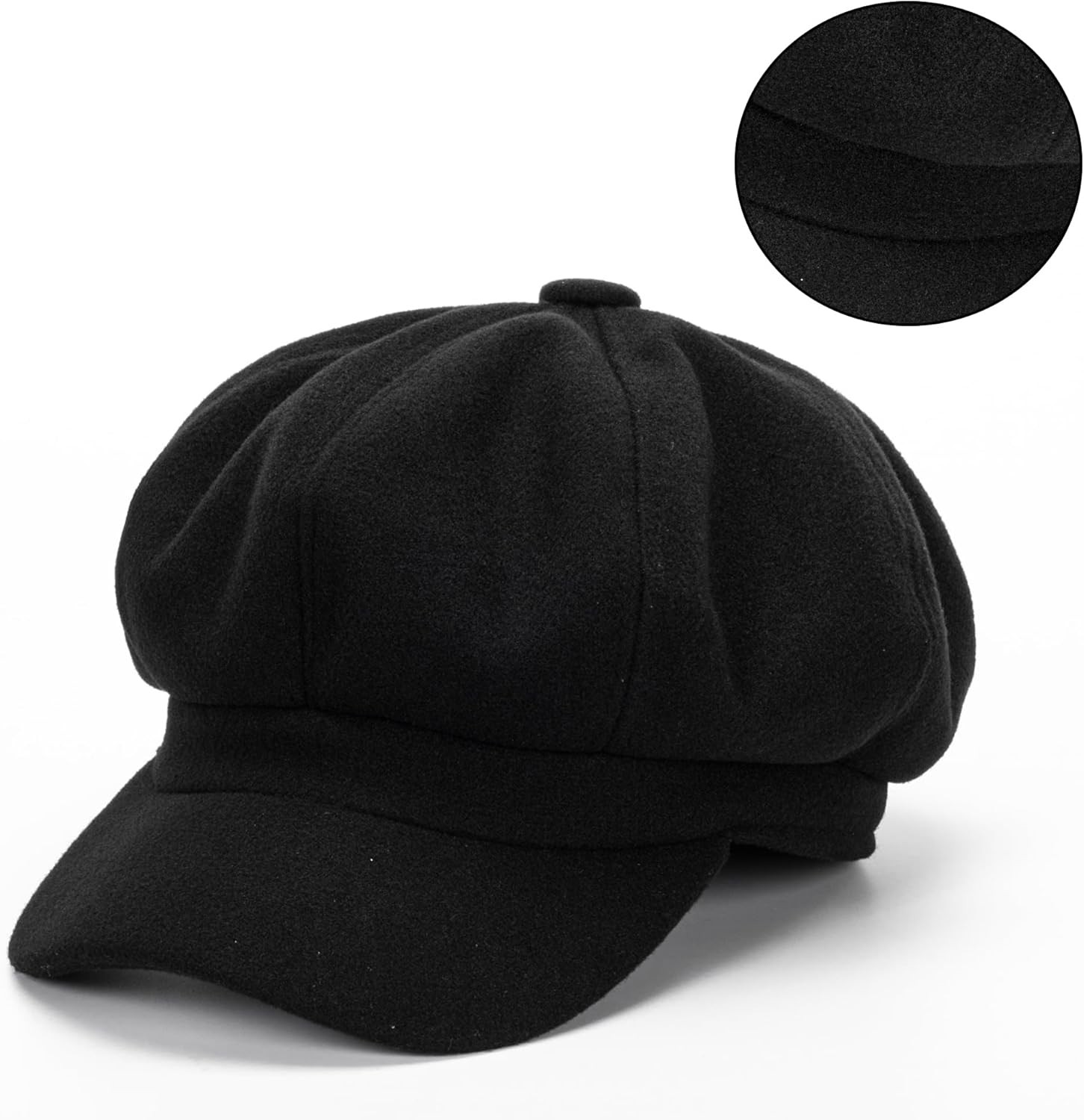 Women Wool-Blend-Beret Newsboy-Hat Cap Vintage Bakerboy-Cabbie-Cap Medium Black