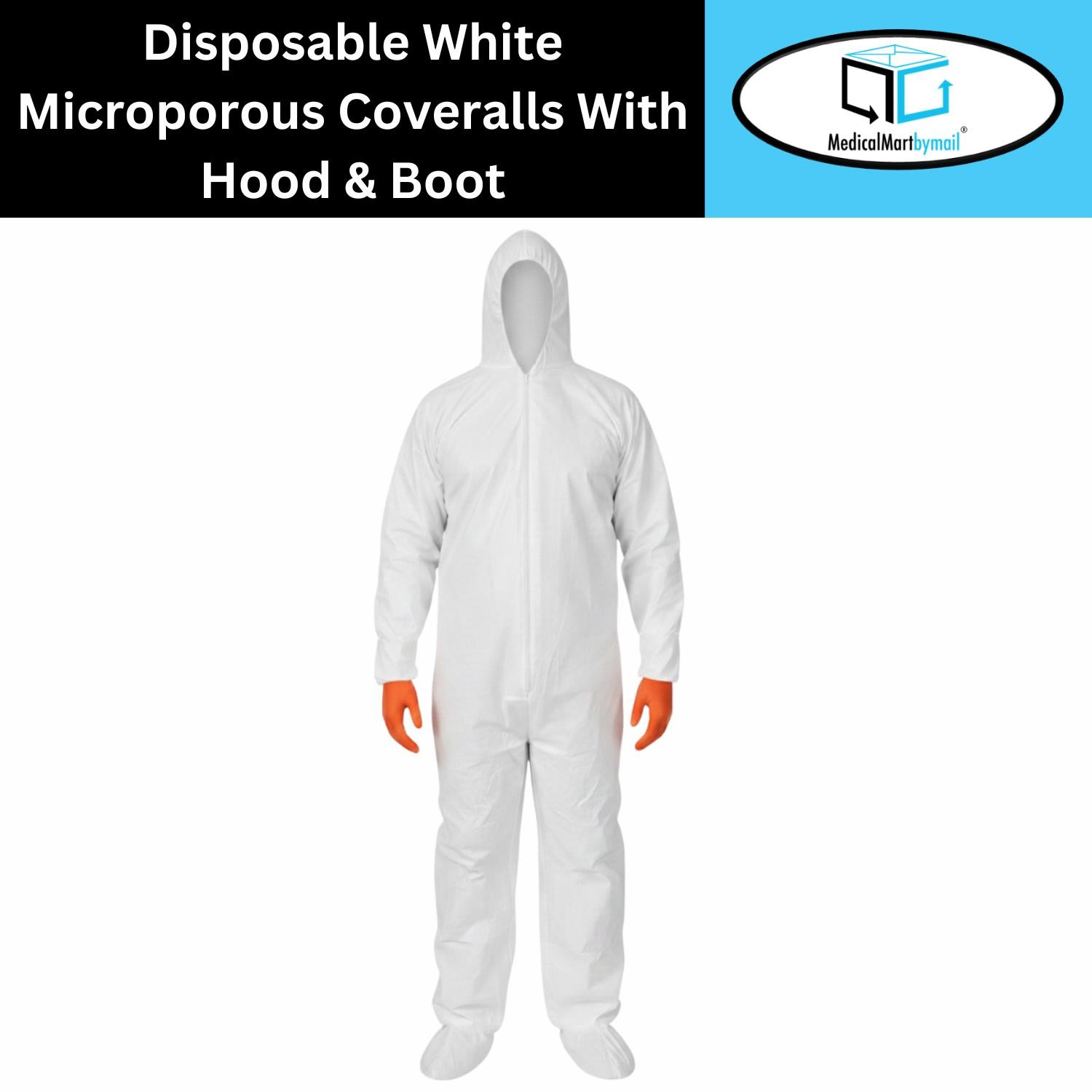 White 55G Microporous Coverall with Hood & Boot Large - 25 Pieces