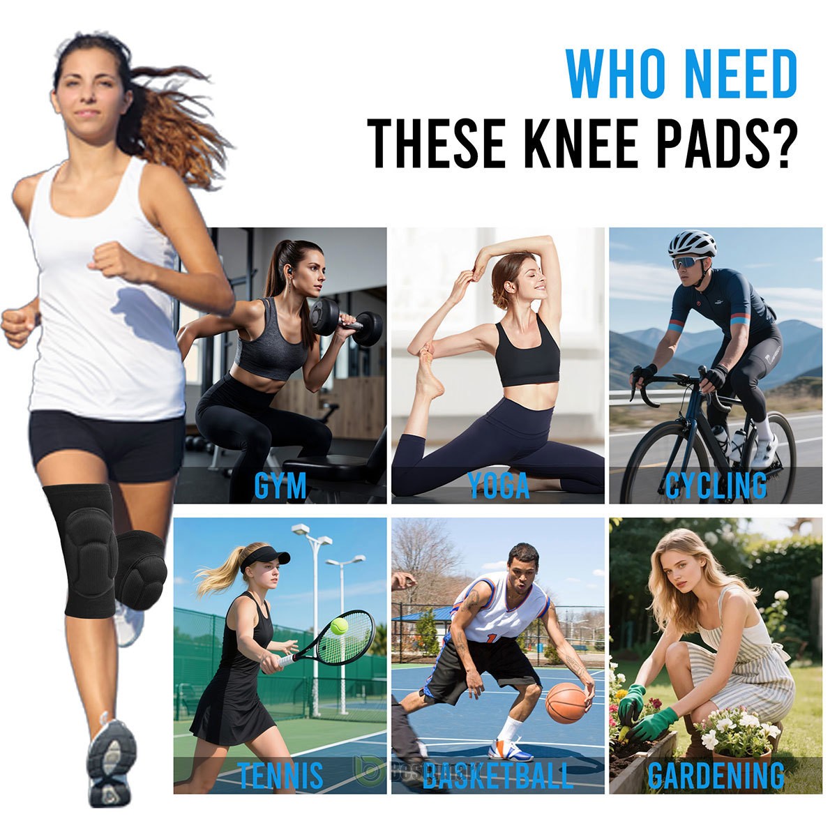 Pair Professional 3D Knee Pad Leg Protector For Sport Work Flooring Construction