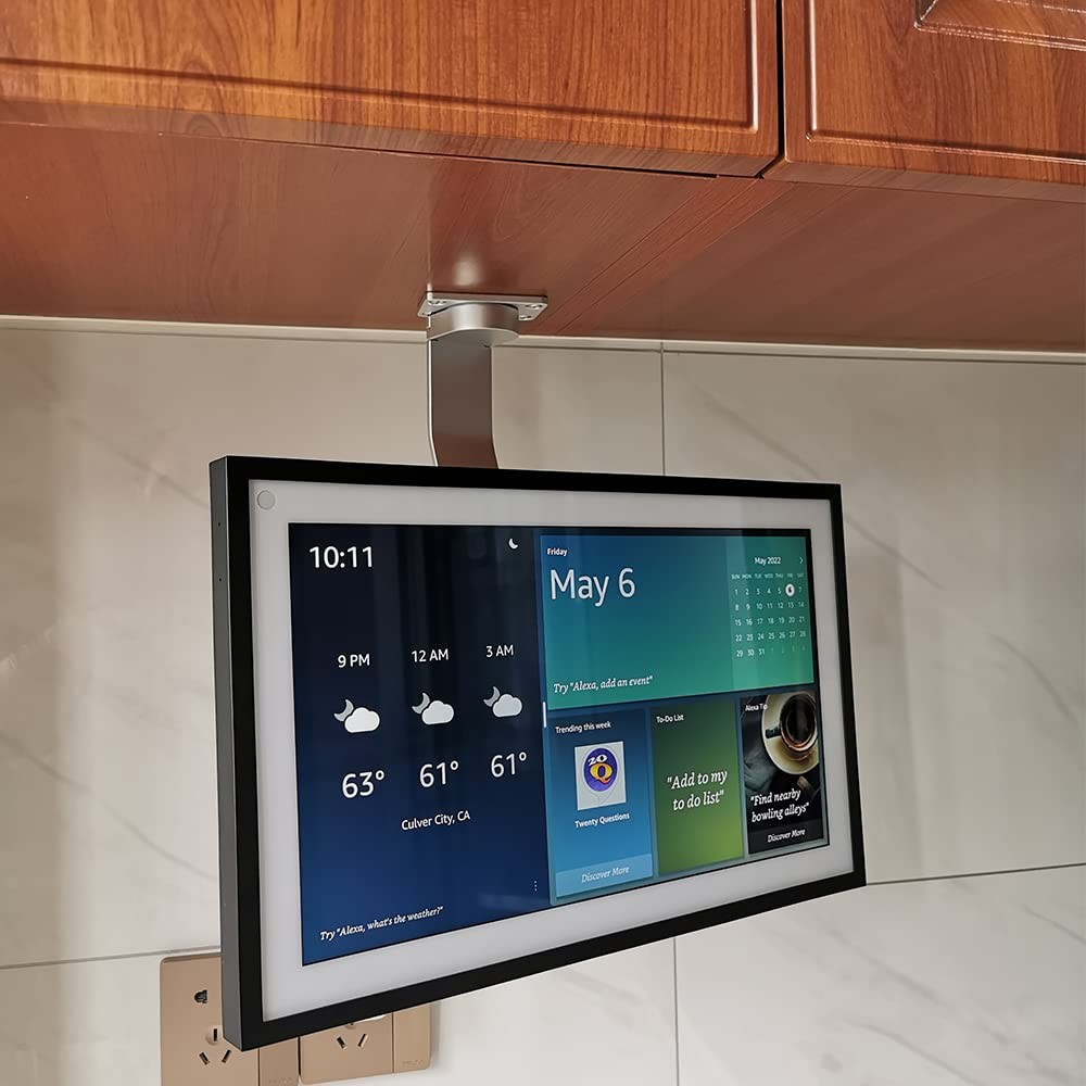 Silver Under-Cabinet Mount for Echo Show 15 Ceiling Mount Bracket 026-02