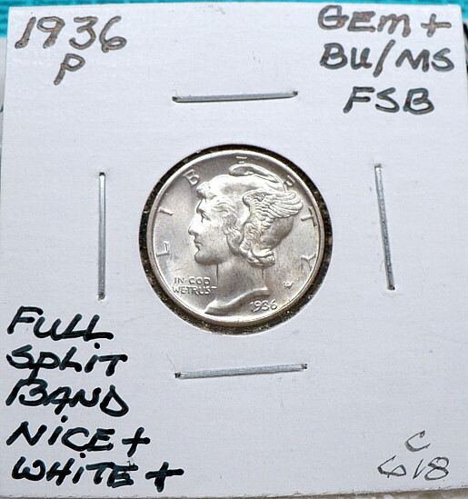 1936-P 10c MERCURY DIME, GEM BU+/MS FSB, NICE+, WHITE+, SHARP X C618