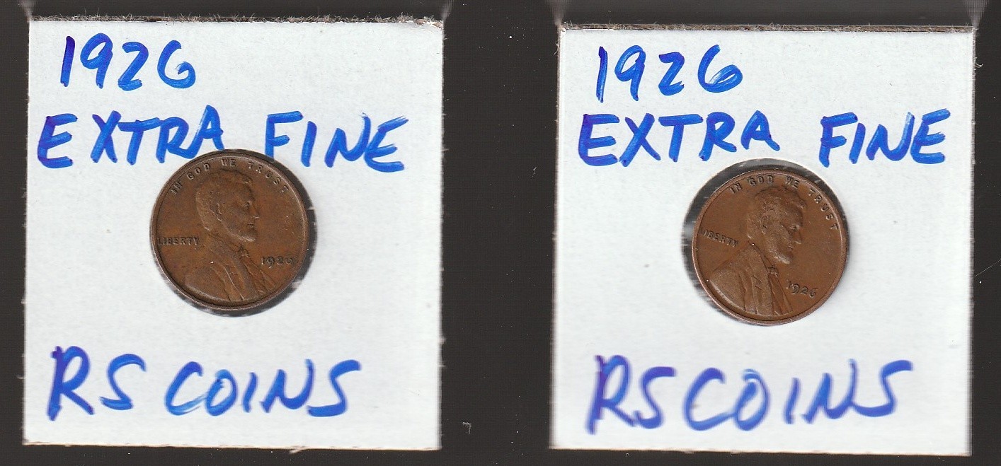 1926   EXTRA FINE  LINCOLN  CENTS  ( 2 COINS ) **EXTRA FINES** #7278 free ship