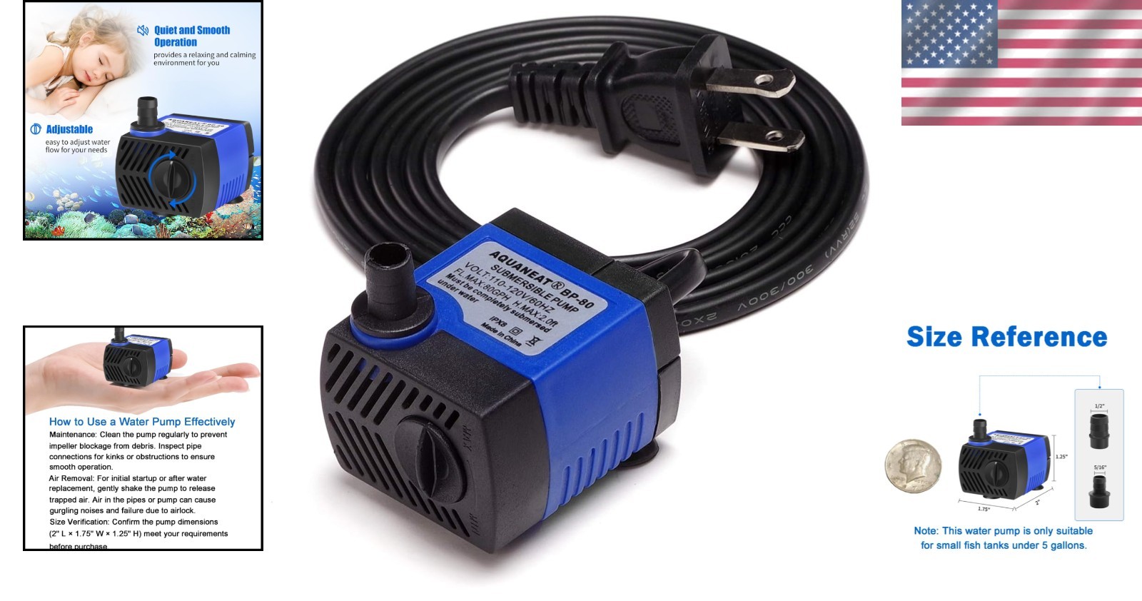 Versatile Mini Fountain Pump with Adjustable Flow Rate - Perfect for Aquariums