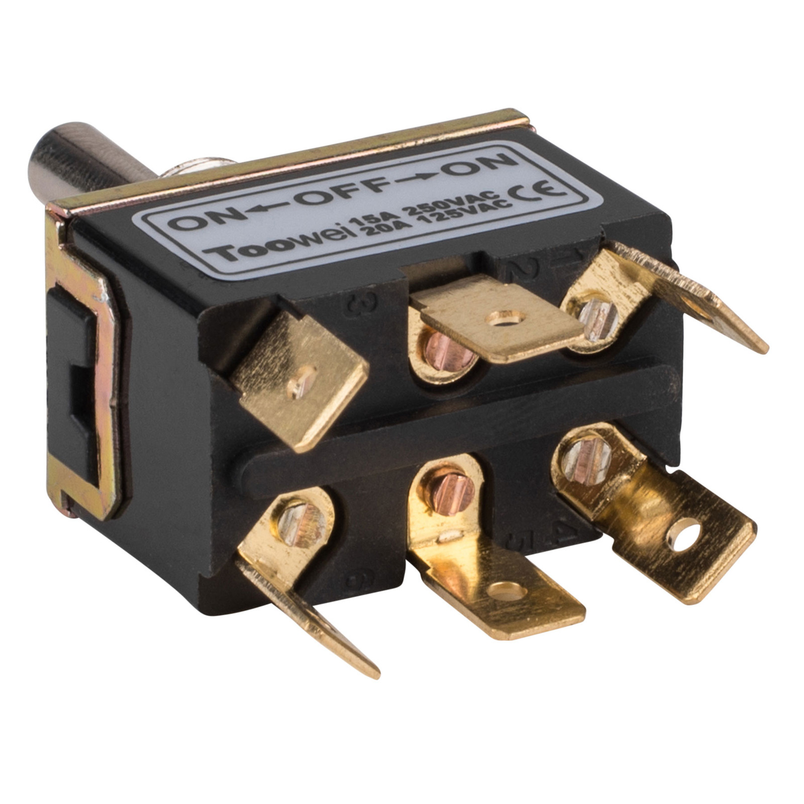 DPDT On/Off/On Toggle Switch 6 Spade 20A 125VAC 3 Position