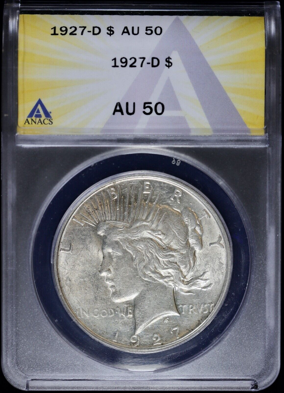 1927-D $1 Peace Silver Dollar ANACS AU 50