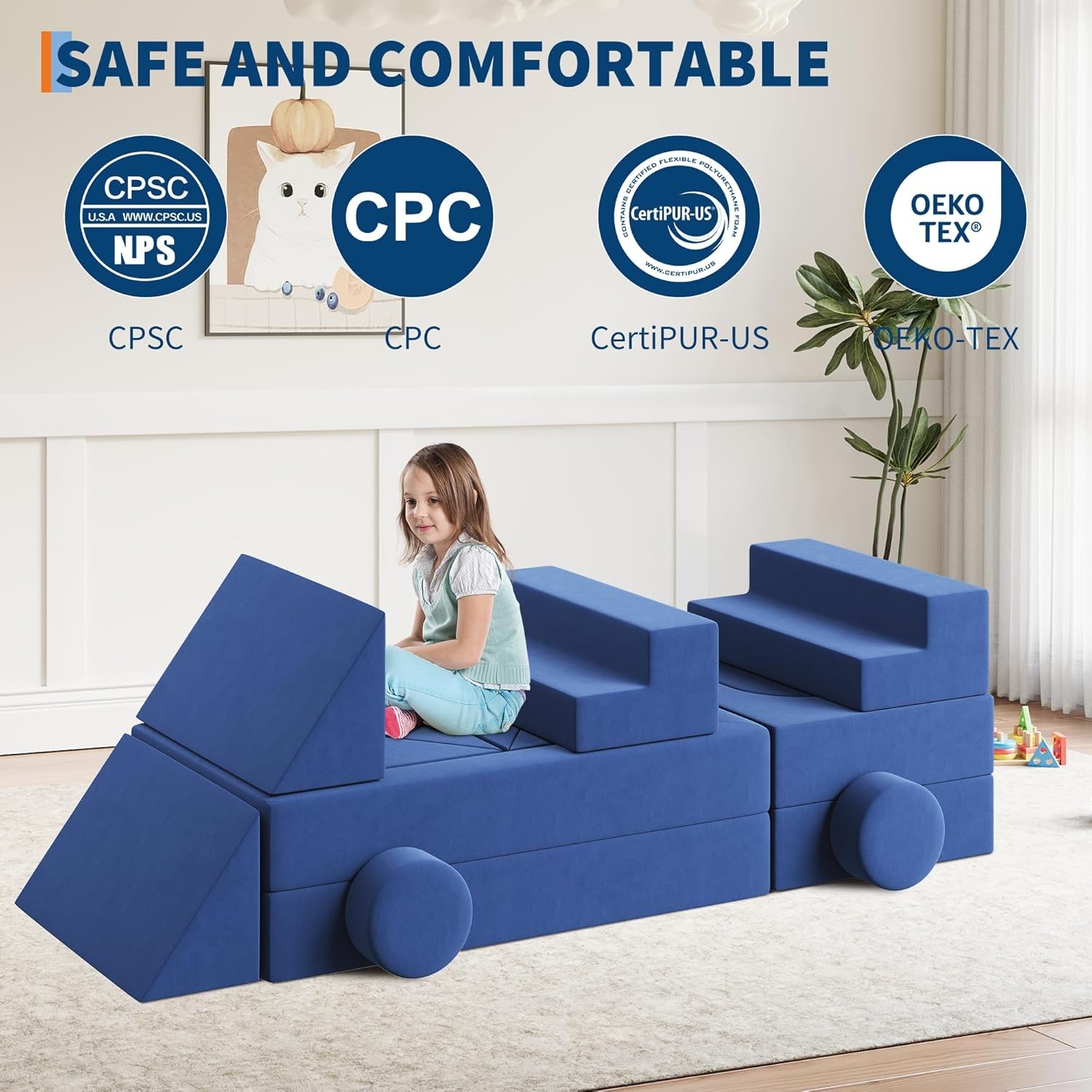 22Pcs Kids Explorer Couch: Convertible Modular Foam Play Sofa for Creative Play