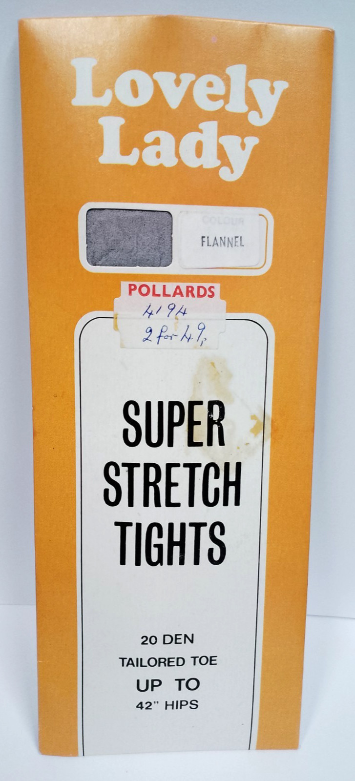 Lovely Lady 1970s Pollards Vintage 20 Denier Flannel Light Grey Tights To 42"Hip