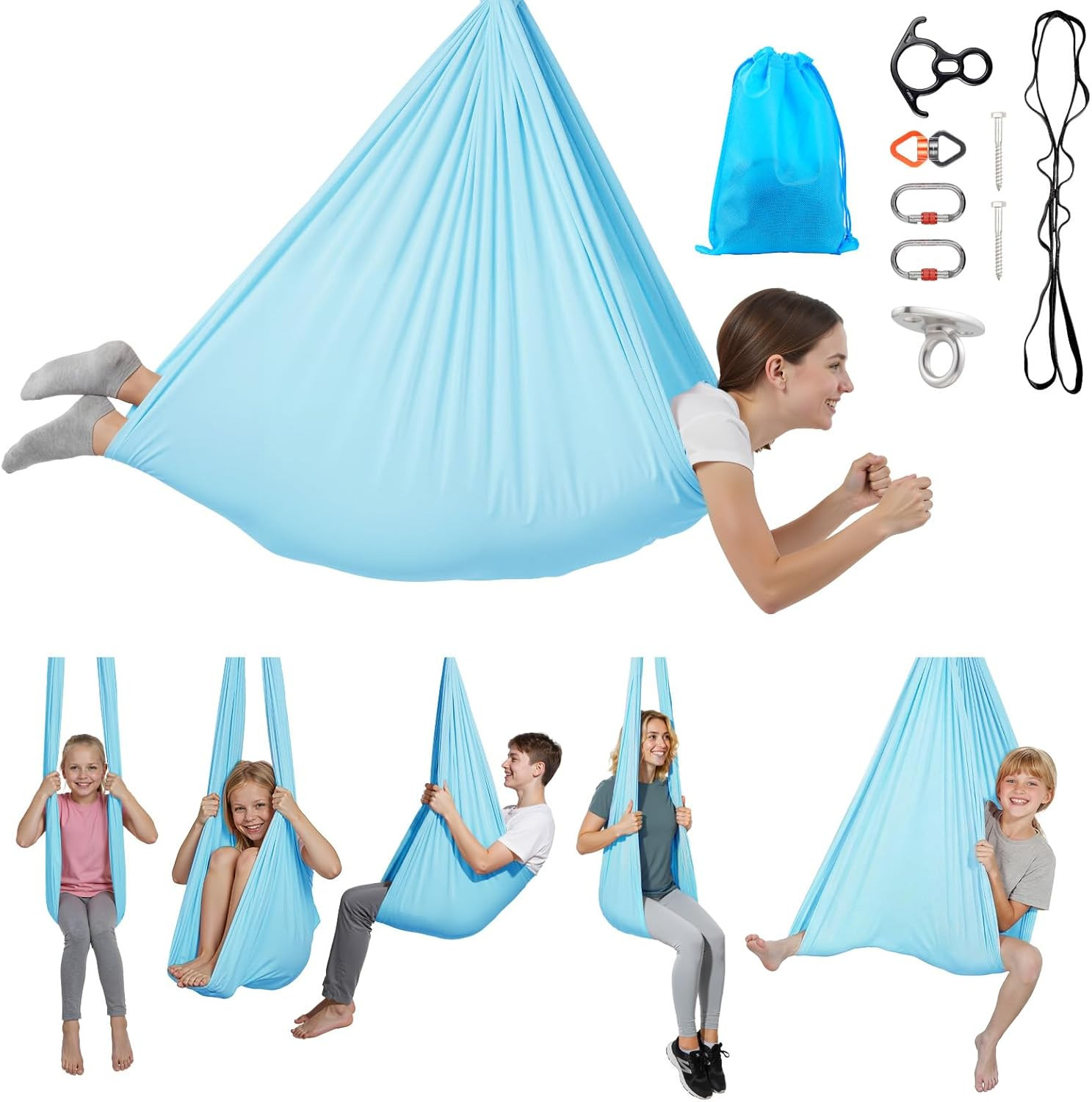 Aerial Silk & Yoga Swing, Aerial Yoga Hammock Kit with 100Gsm Nylon Fabric, Full