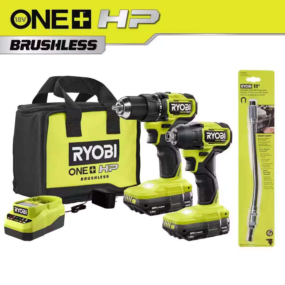 ONE+ HP 18V Brushless Cordless Compact 2-Tool Combo Kit W/(2) Batteries, Charger