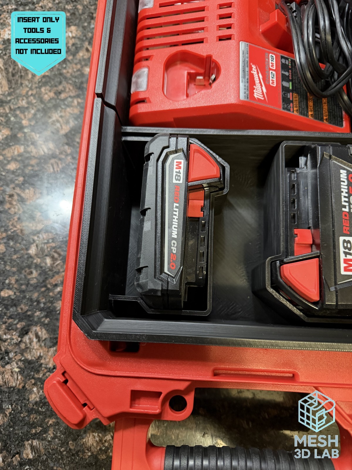 Milwaukee M18 Battery & Charger Insert for PACKOUT Organizer (Insert Only)