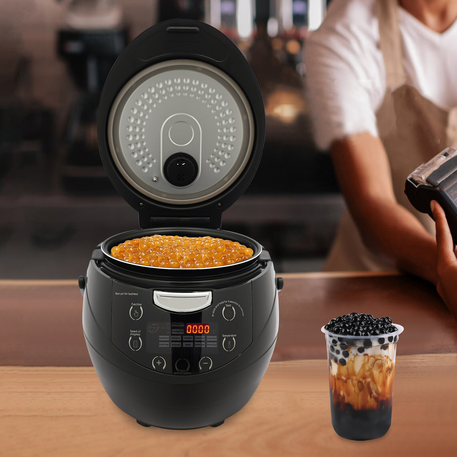 New Boba Pearl Making Machine for Milk Tea 6L Commercial Pearl Cooker 110V 900W