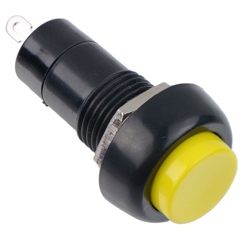 5 x Yellow Off-(On) Momentary Round Push Button Switch 12mm SPST