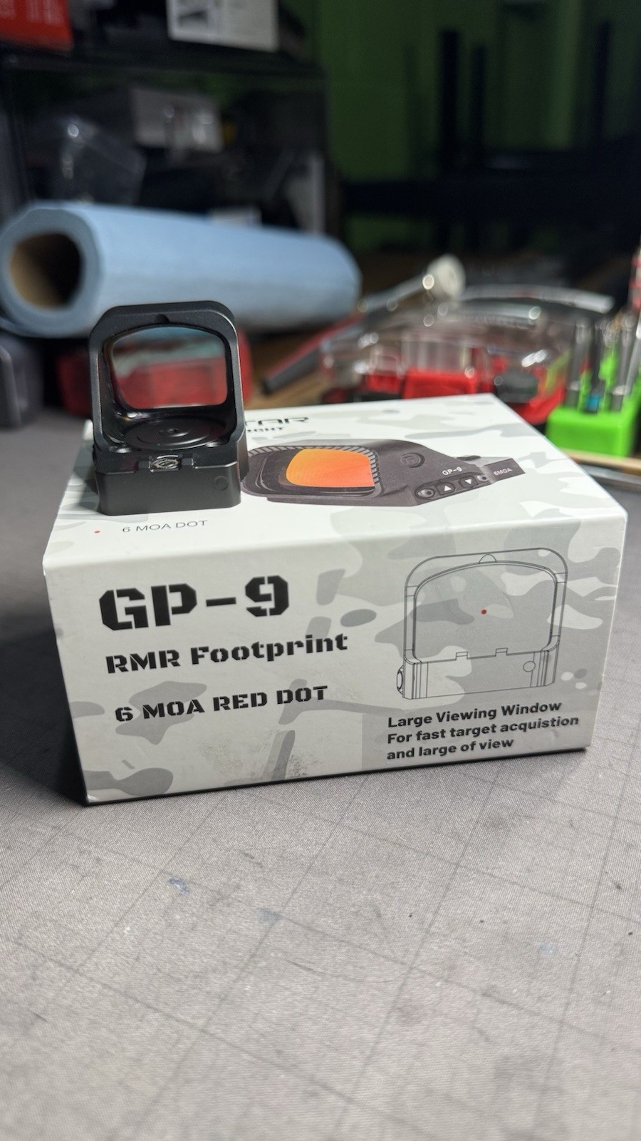Gowutar GP-9 RMR Footprint 6 MOA Red Dot Sight Large Window Black