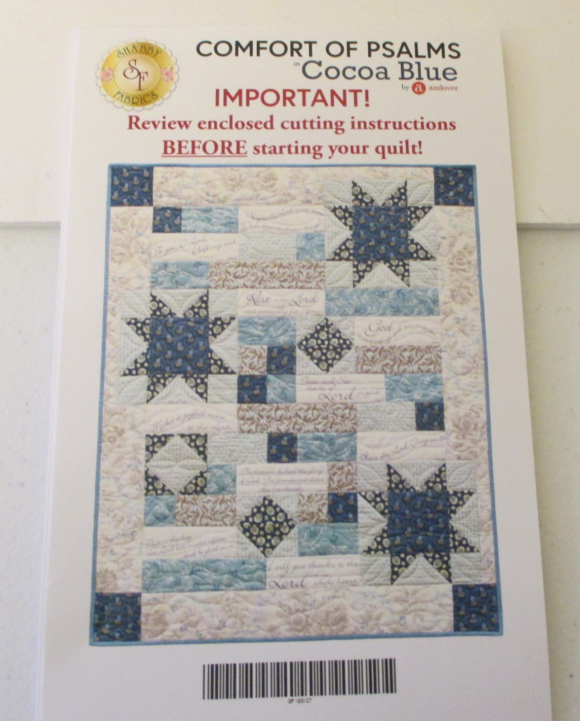 BLOCK PARTY STUDIOS  "COMFORT OF PSALMS" WALL HANGING #50900  Cocoa Blue
