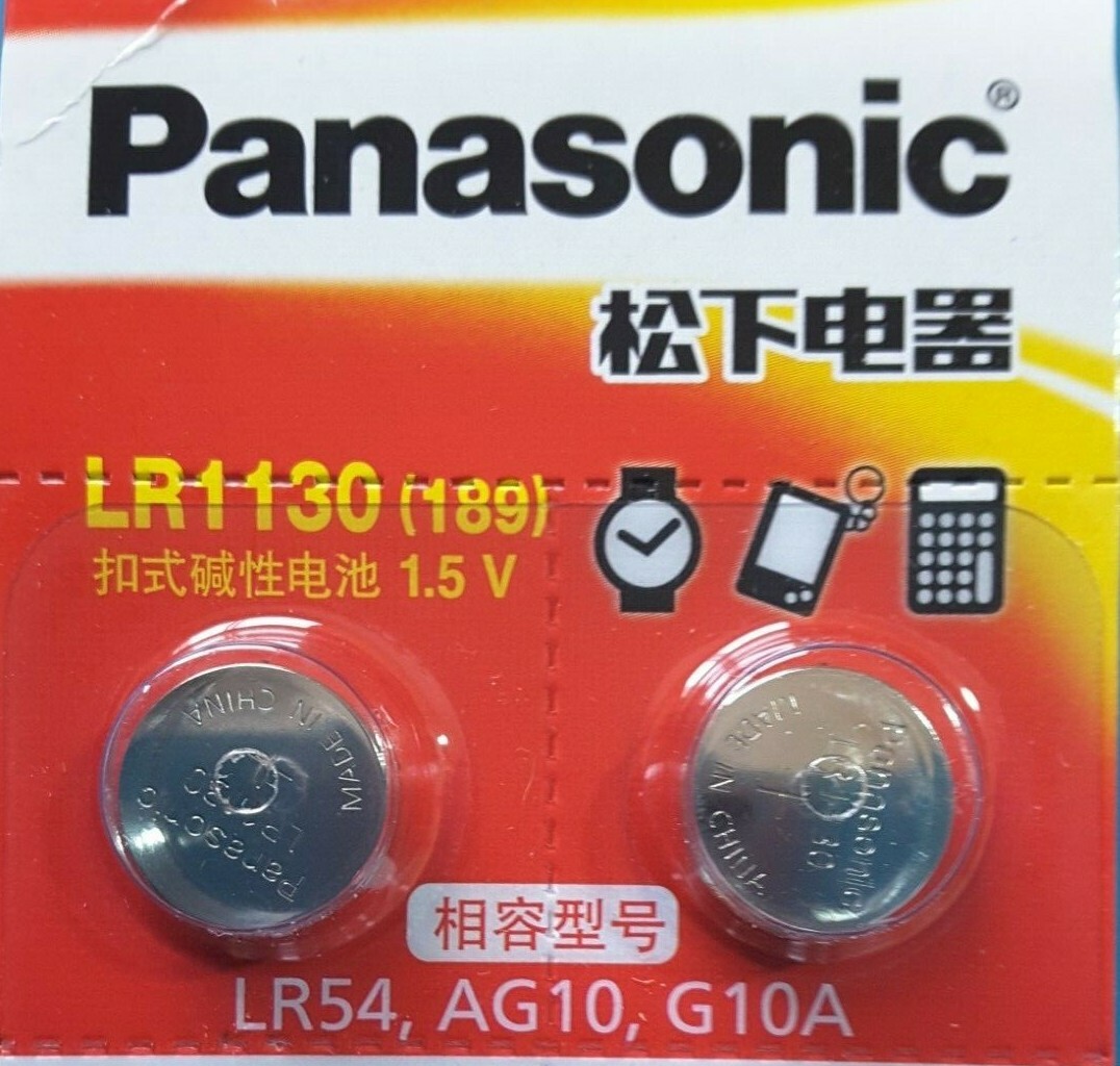 2 pcs Panasonic LR1130 Alkaline Watch Cell Battery 1.5V, AG10, SR54, EXP.  2026