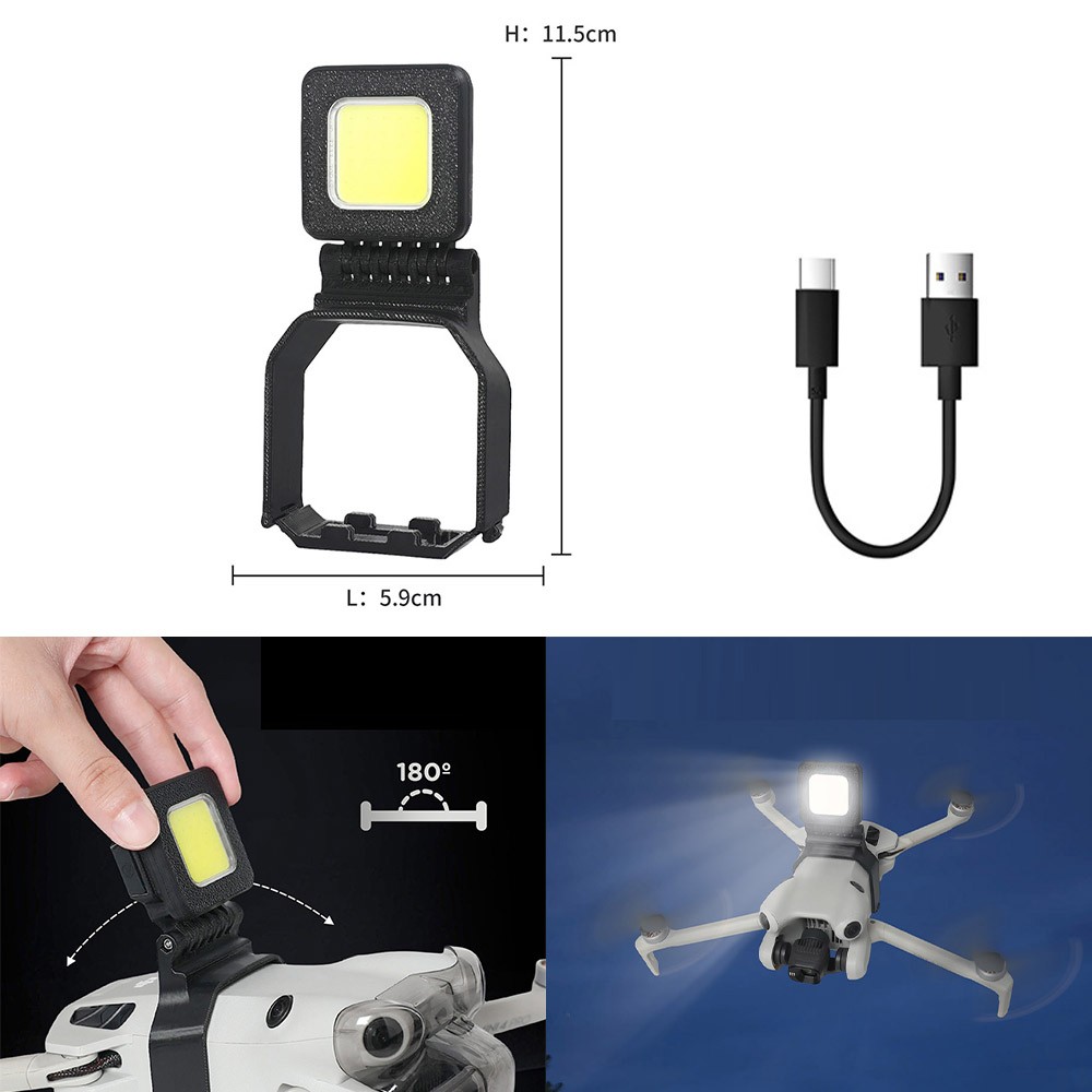 For DJI Mini 4 Pro Drone Night Flight Lights 180° Adjustable LED Warning Lamp