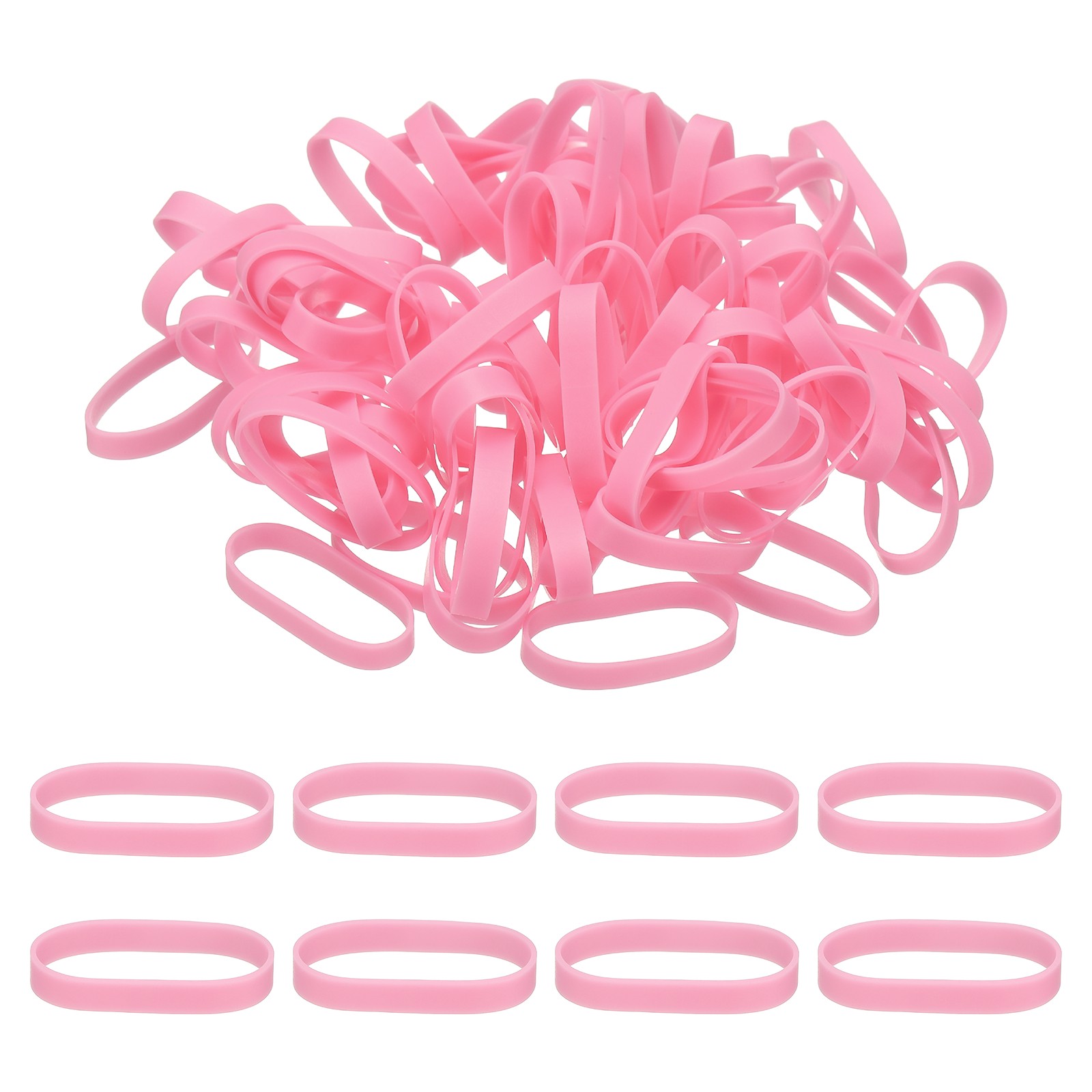 100Pcs Silicone Cable Ties, 23mm Silicone Rubber Bands, Black(38x5x0.7mm)