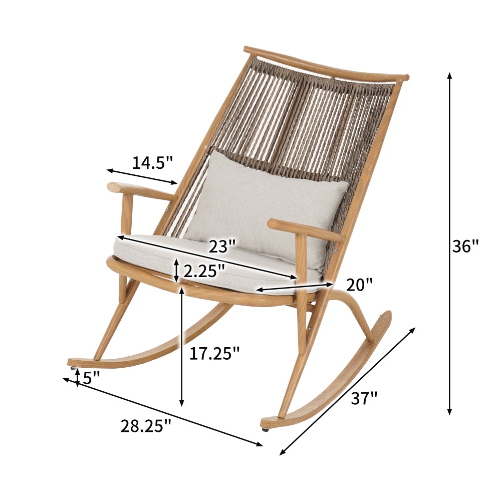 Set of 2 Iron Rocking Chairs with Maple Finish Ceramic Tile Side Table Set