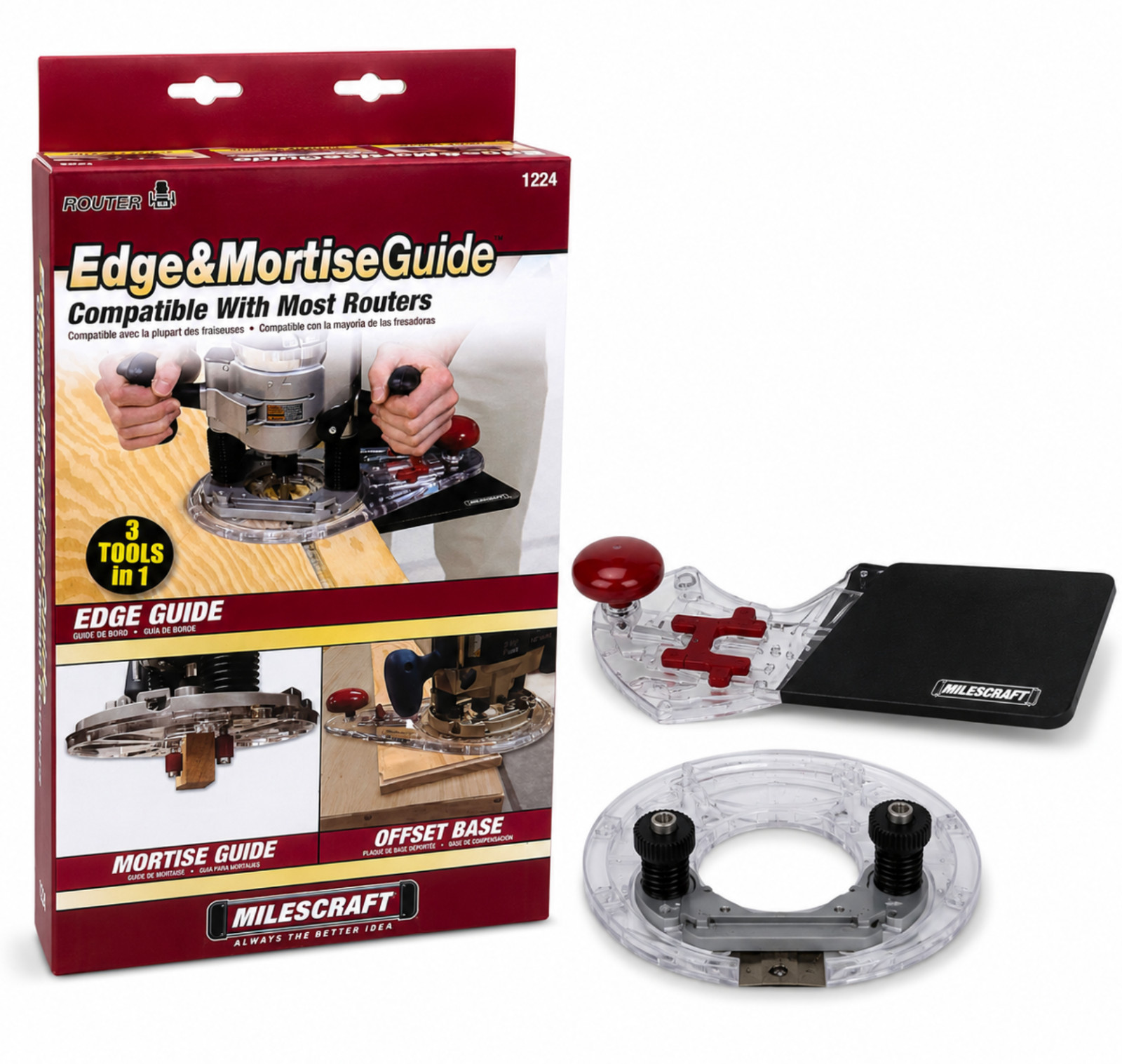 Milescraft 1224 Edge & Mortise Guide Router Edge Guide Offset Base New