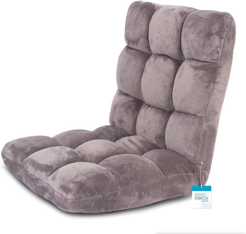 BIRDROCK HOME Adjustable Memory Foam Floor Chair-Ideal for Gaming,Reading,Grey