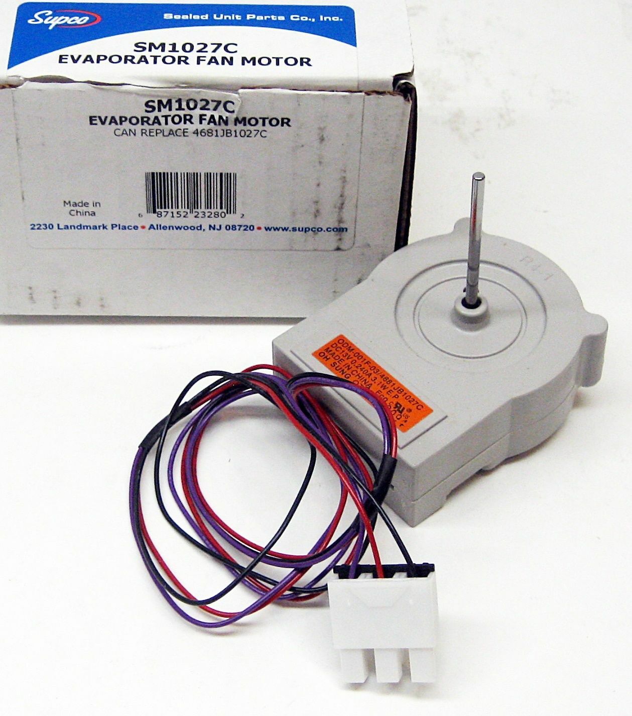 4681JB1027C for LG Refrigerator Freezer Fan Motor Supco SM1027C