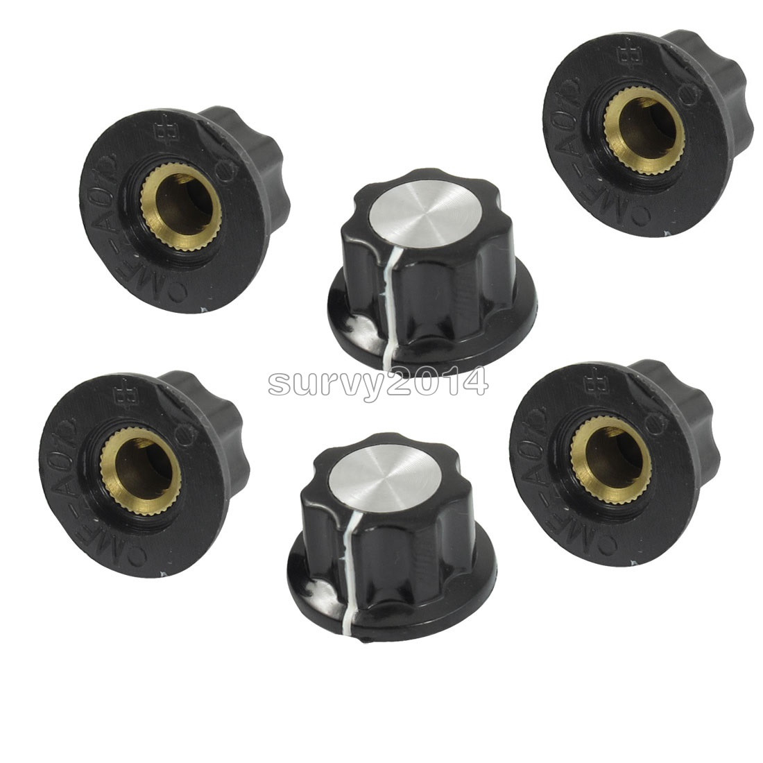 20pcs Adjustable Turn 16mm Top 6mm Shaft Insert Dia Potentiometer Rotary Knobs