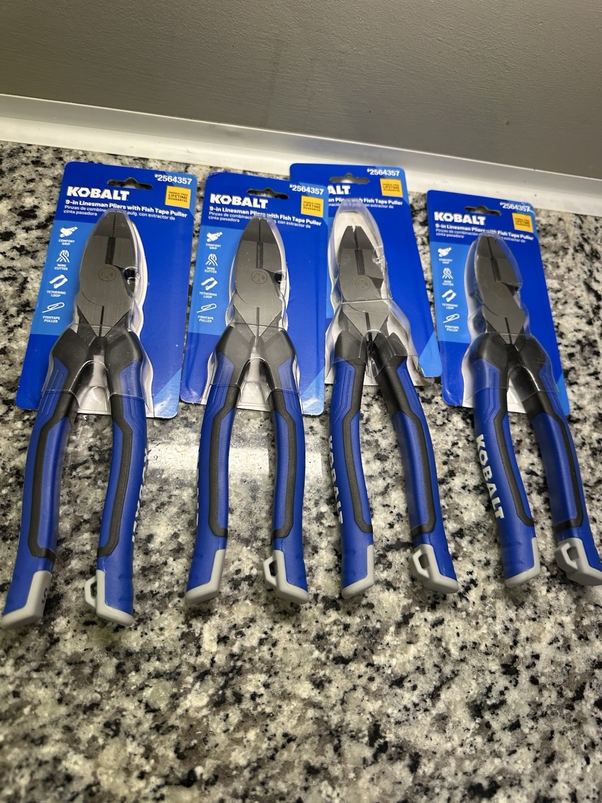 Kobalt 9in Lineman's Pliers Cushion Grip Wire Cutter Fish Tape Puller $18 each