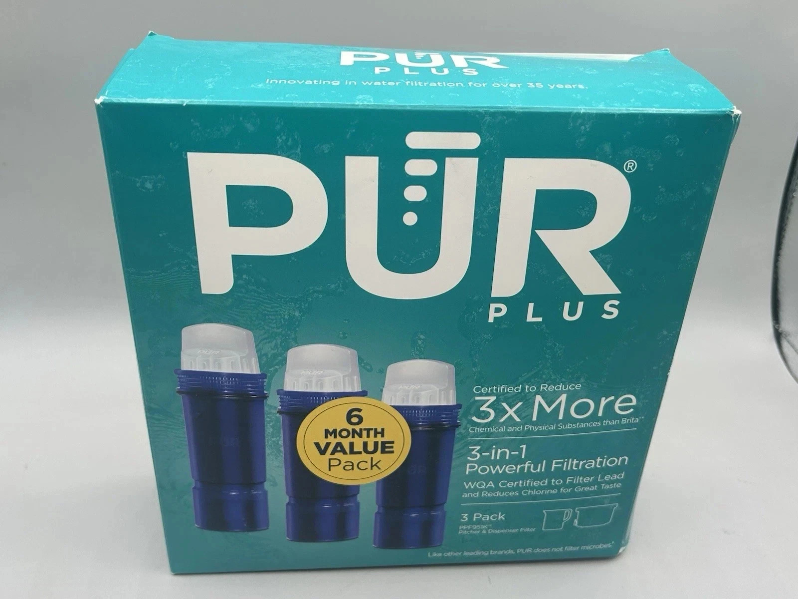 PUR PPF951K3 Lead Reduction Water Pitcher Replacement Filter - 3 Pack