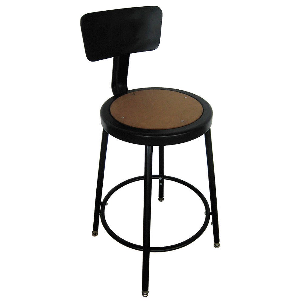 GRAINGER APPROVED 5NWH3 Round Stool,4 Legs,Black,30 3/4"H 5NWH3