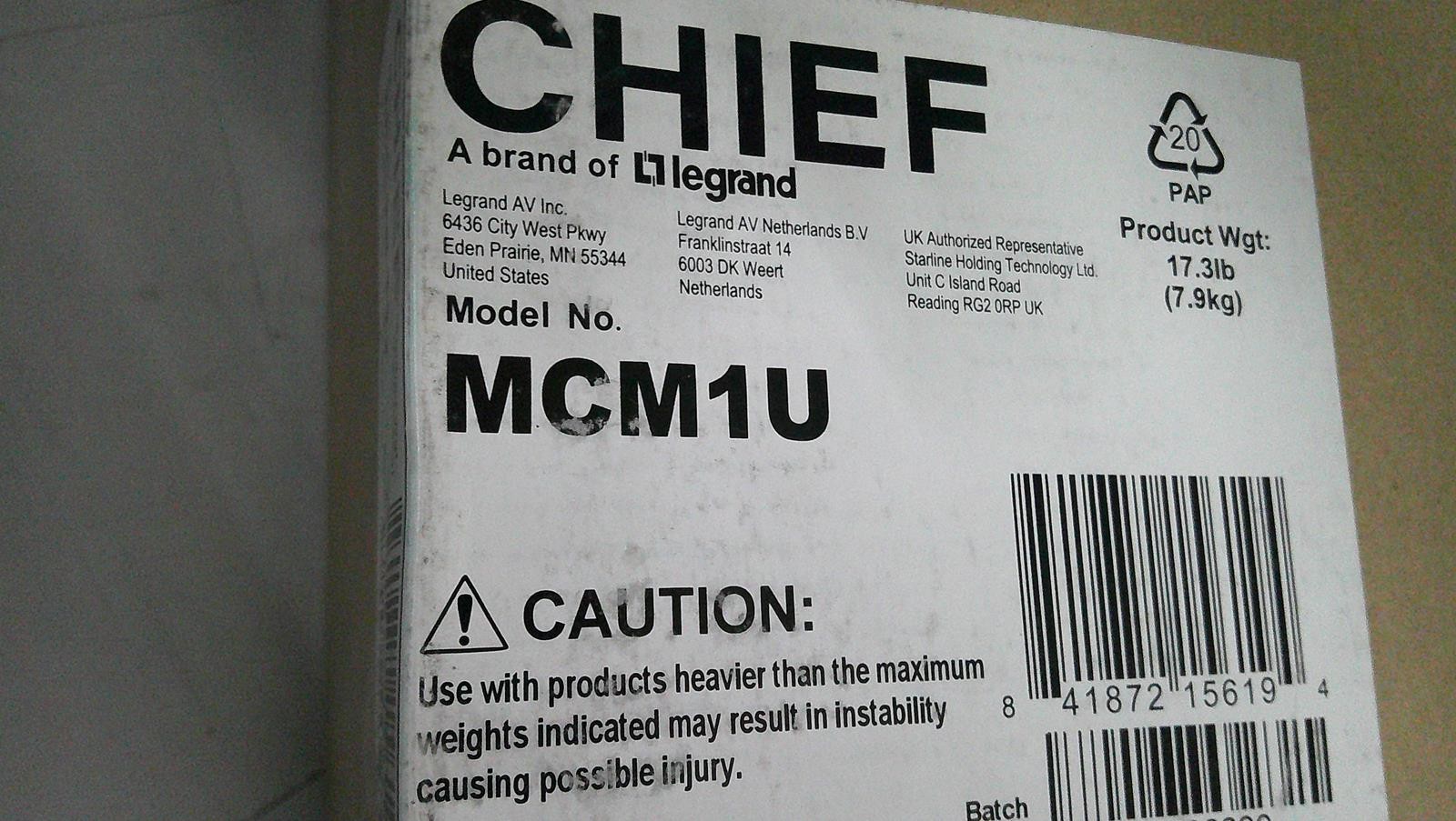 Chief FUSION Medium Flat Panel Ceiling Mount MCM1U ***NEW OPEN BOX***