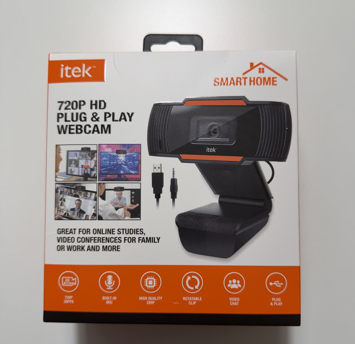 itek 720P HD Plug & Play USB Webcam with Built-In Microphone – New in Box