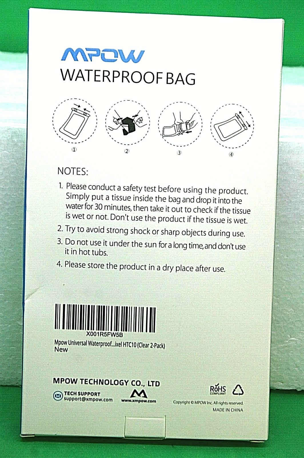 MPOW 2Pack Waterproof Pouches For HTC10 With Lanyards MPPA097AB