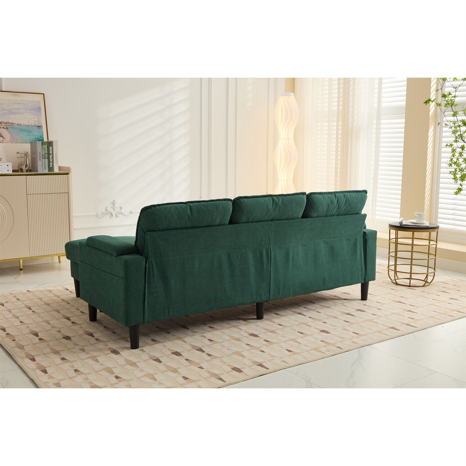 L Shaped Sectional Sofa Couch 3 Seater Sofa w/ Storage Ottoman Living Room Sofa