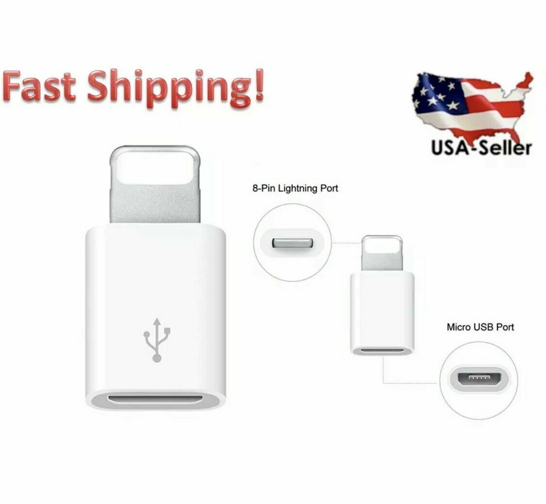 Micro USB to 8Pin Data Cable Adapter android to iPhone Converter LOT For iPhone