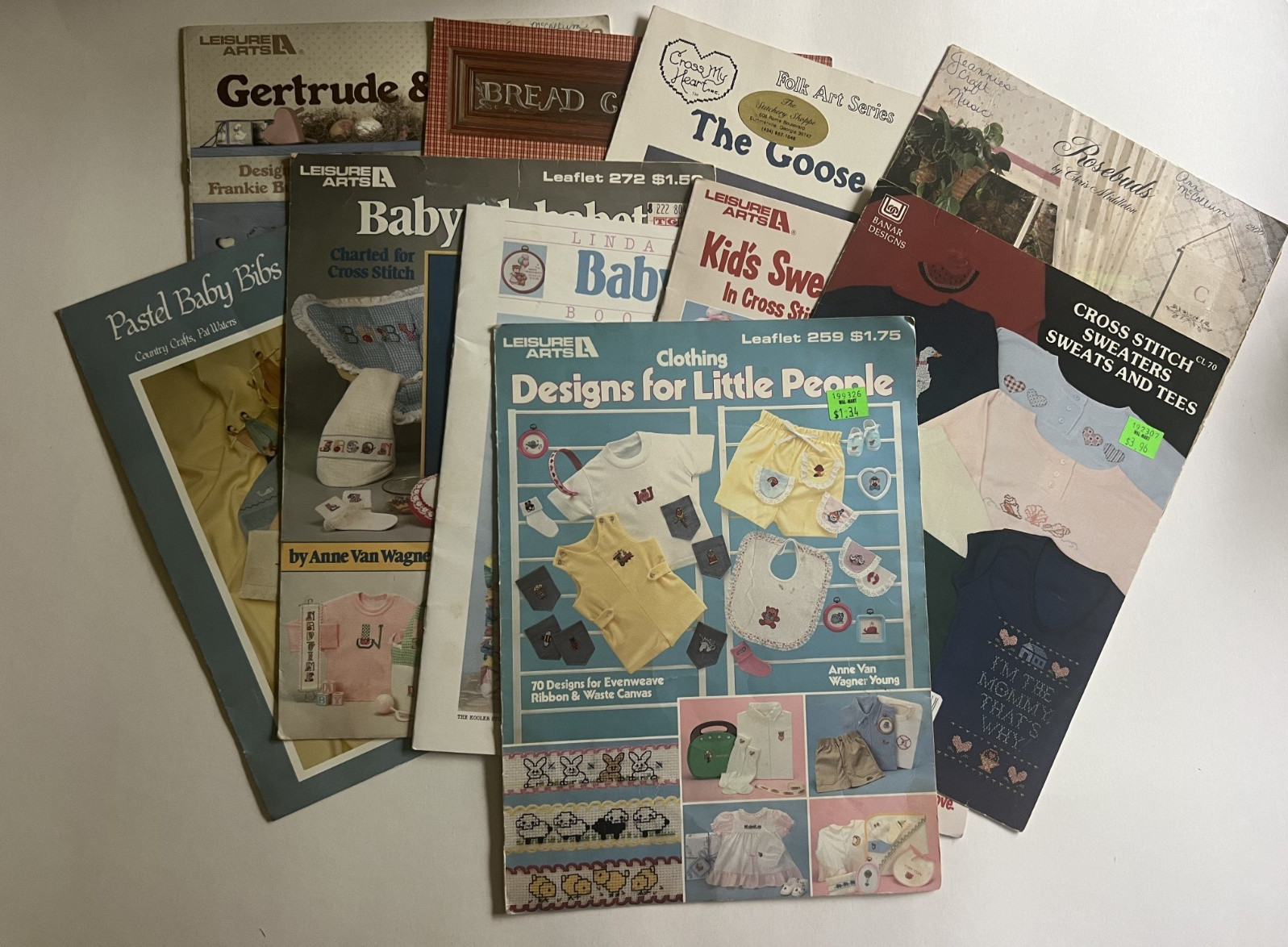 Lot of 9 Needlepoint Baby Kid Cross stitch Pattern Booklets Leaflet Leisure Arts