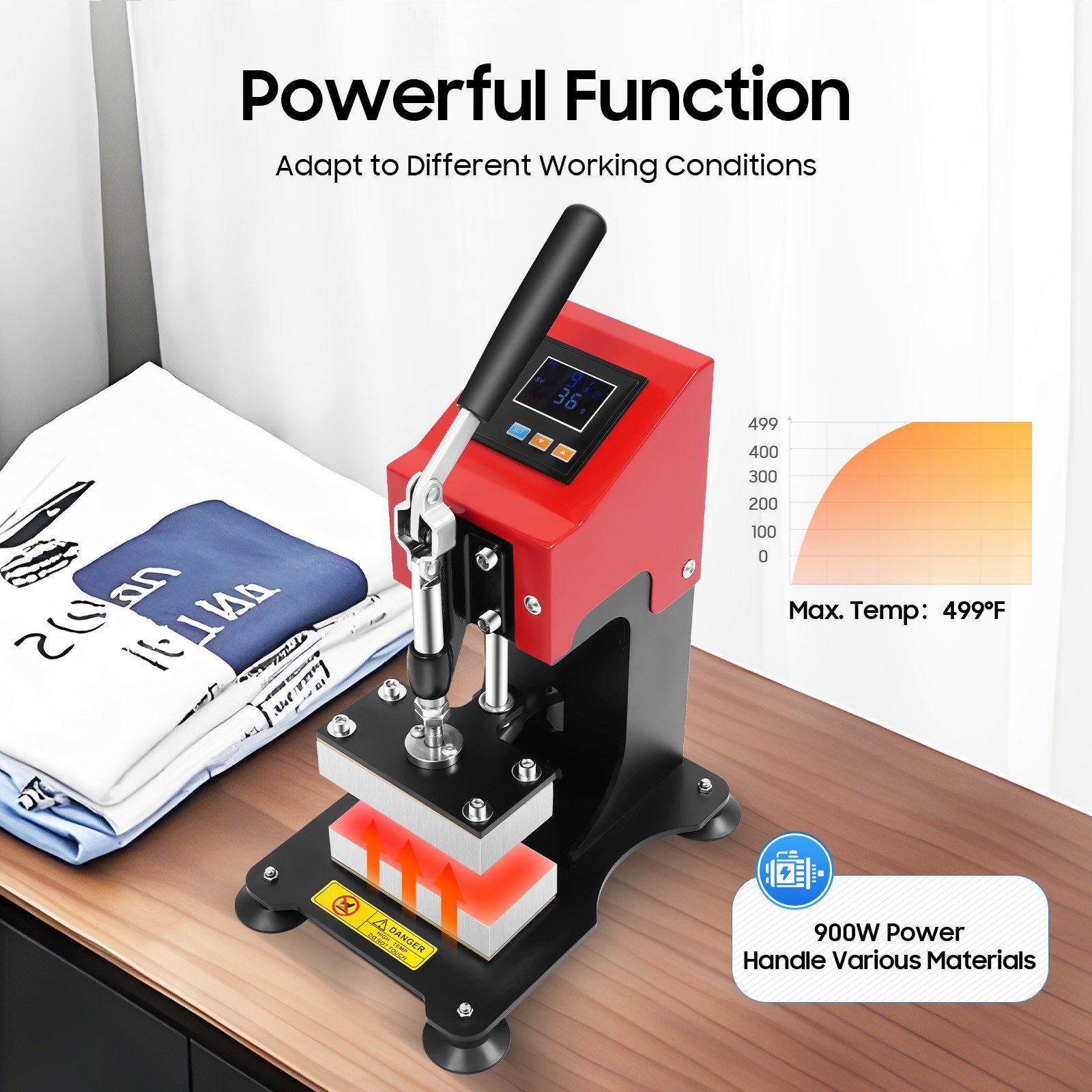 Heat Press Machine Hot Heat Press Machine 0-999s for T Shirt Hat Plate Cap 900W