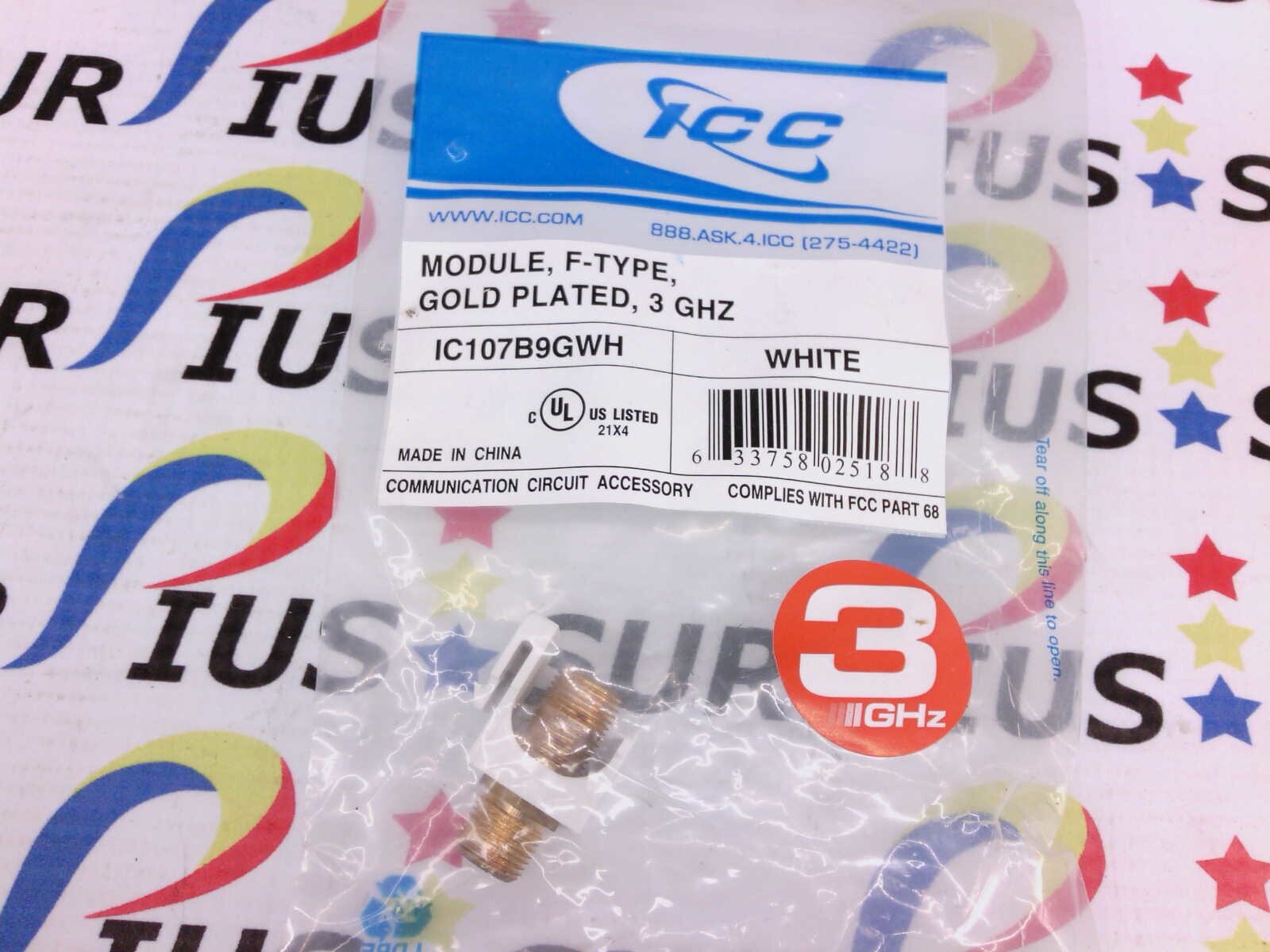 NSOP ICC IC107B9GWH Gold Plated F Connector Keystone Jack 3 GHz White