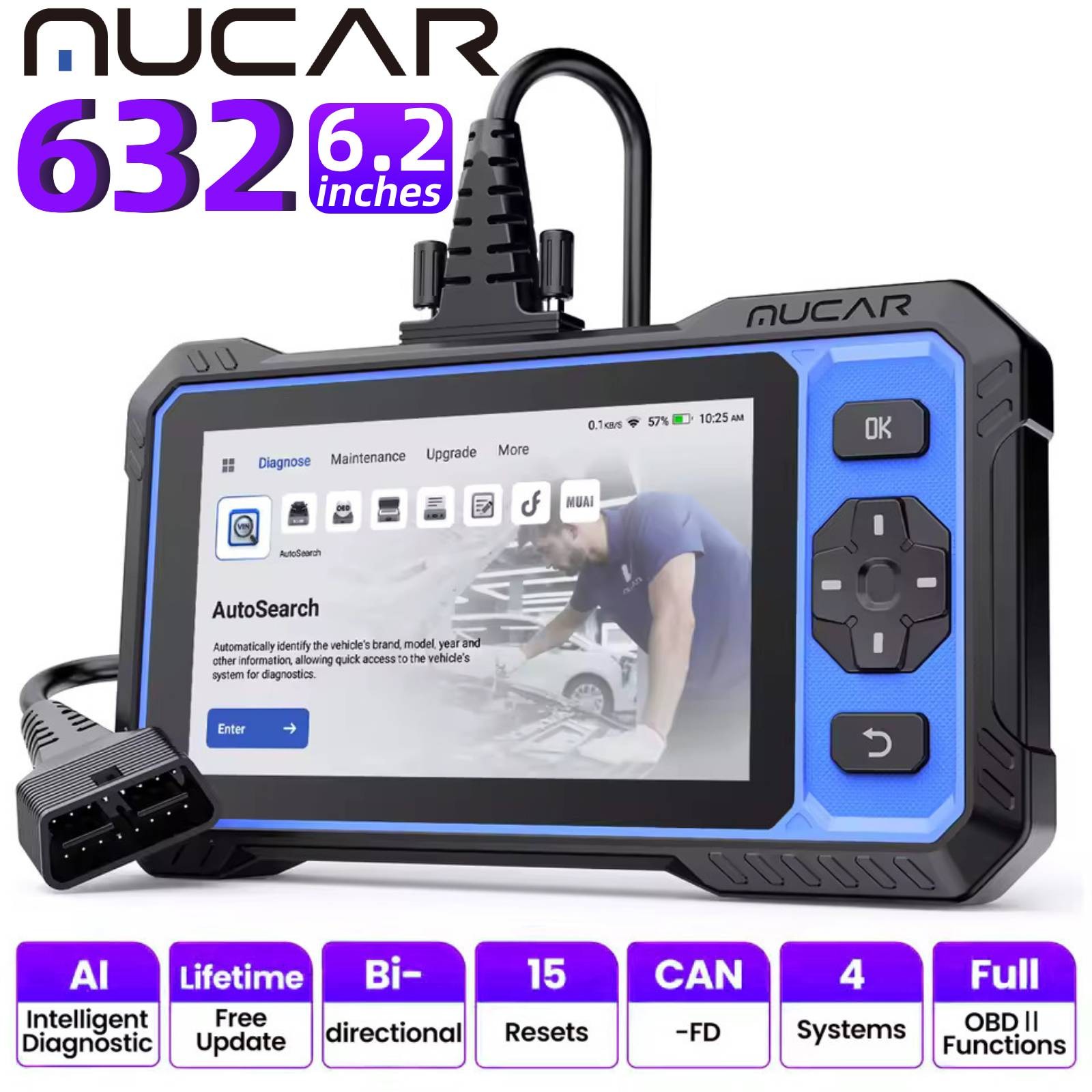 MUCAR 632 Engine ABS SRS SAS  Bidirectional OBD2 Scanner Car Diagnostic Tool
