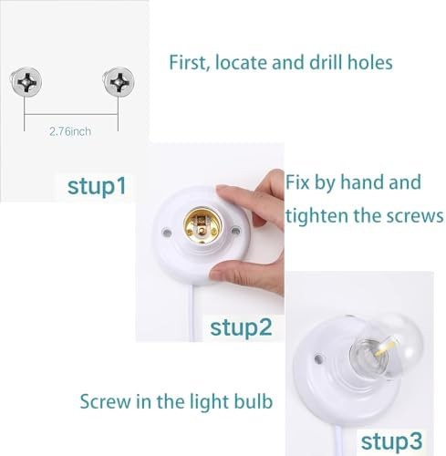 Light Socket with Cord Light Bulb Base E26/ E27 Lamp Base Desktop ft Include ...
