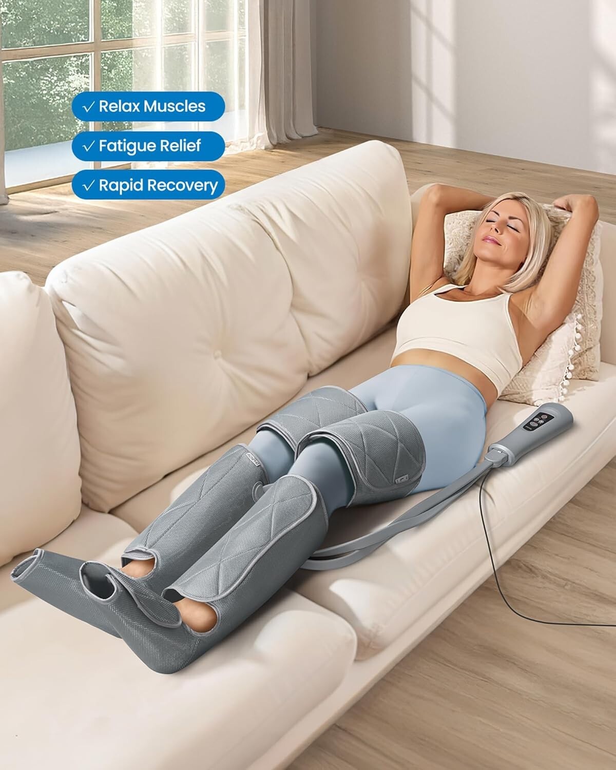 RENPHO Compression Foot and Leg Massager, Air Compression Massager with Heat