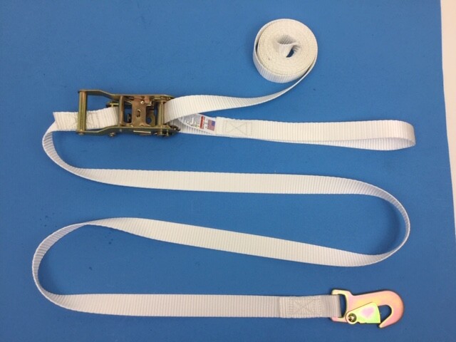 8 Pack of 1" x 14' White Tent Straps w/ Loops & Flat Snap Hook Ratchet Handles