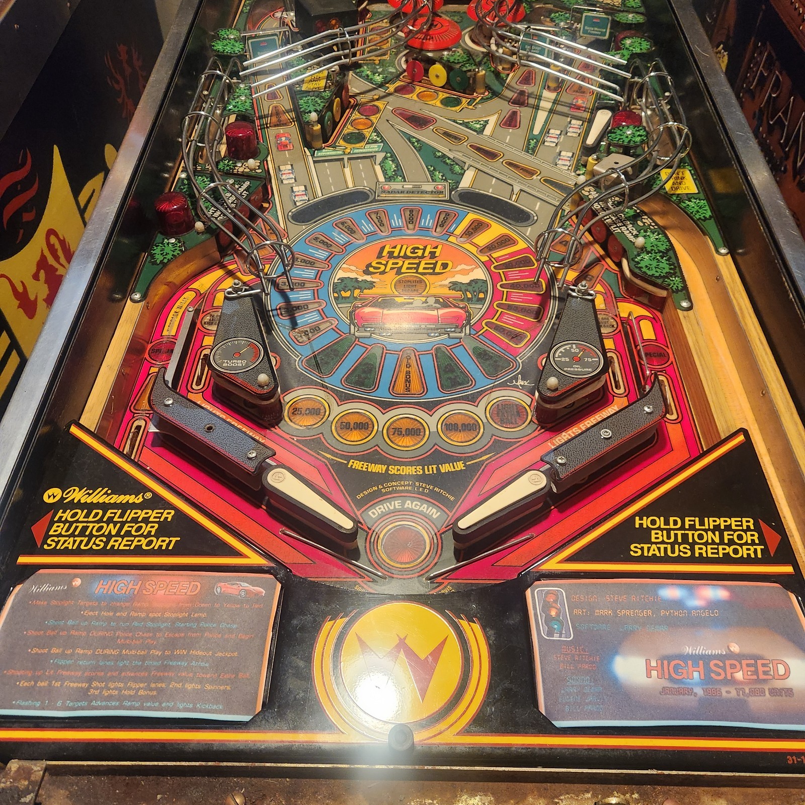 HIGH SPEED Pinball Machine - Williams 1986