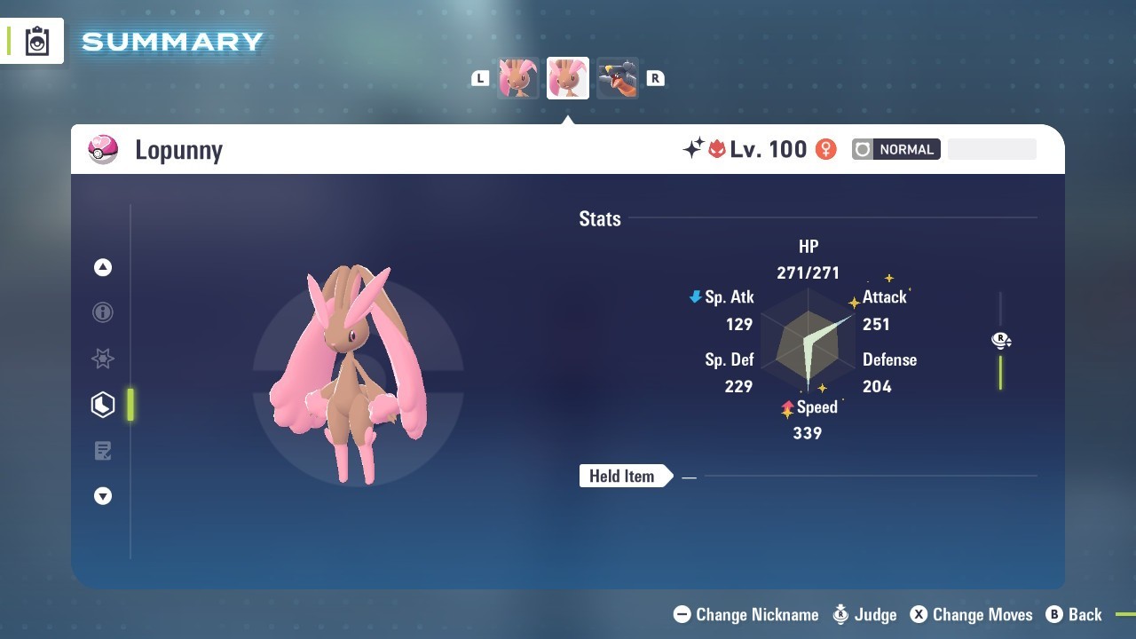 Lopunny Shiny Alpha 6IVs Battle Ready - Legends ZA