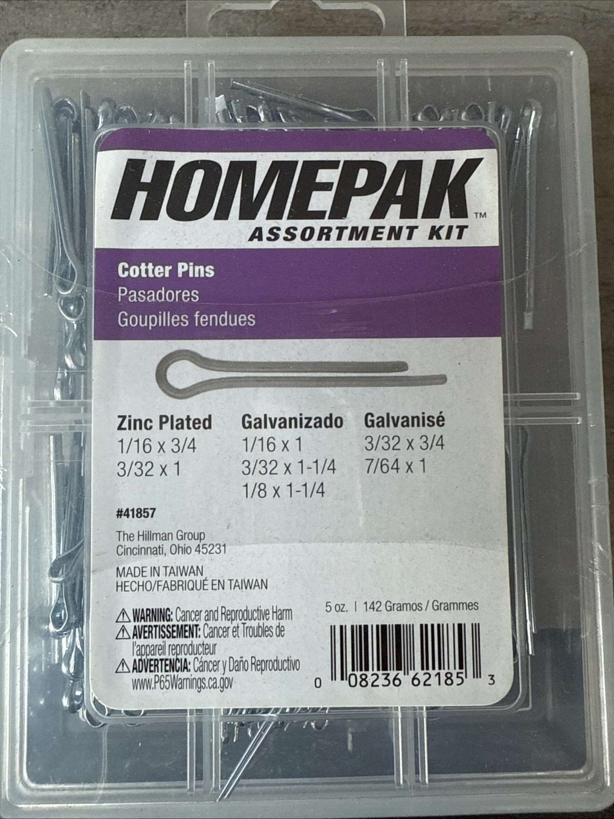 Homepak 41857 Working Load Zinc Plated Steel Utility Cotter Pin Kit