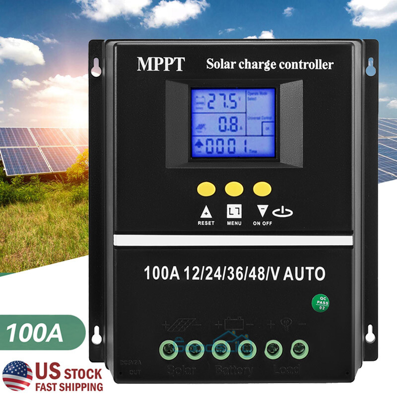 12/24V 60/80/100A MPPT Solar Charge Controller Panel Battery Regulator Dual USB